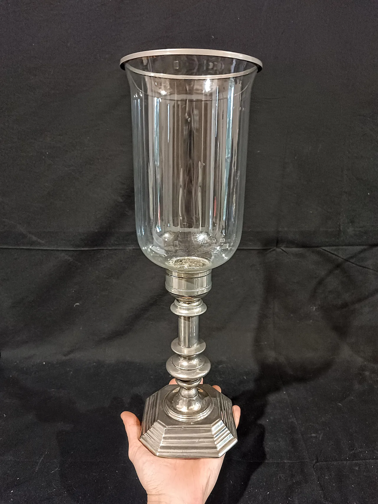 Candeliere Silverplate Paralume Vetro Soffiato, anni '60 21