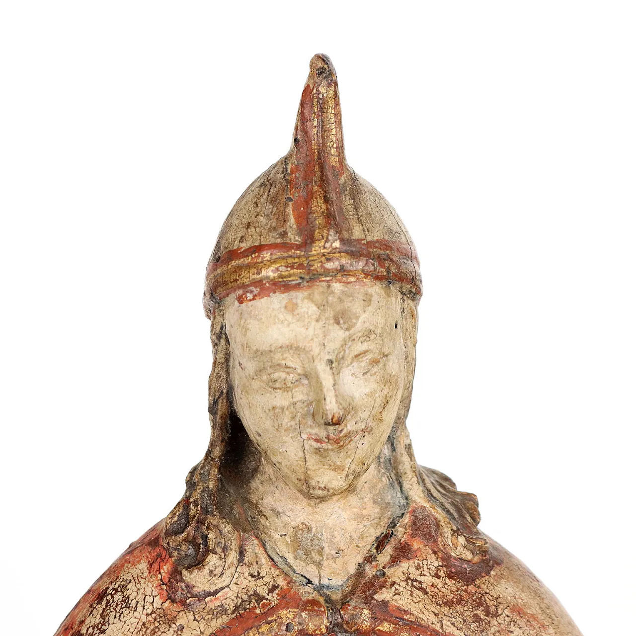 Roman soldier, painted and lacquered wooden sculpture, 18th century 4