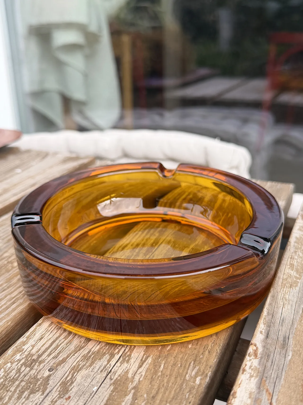 Ashtray amber glass, 50s 1