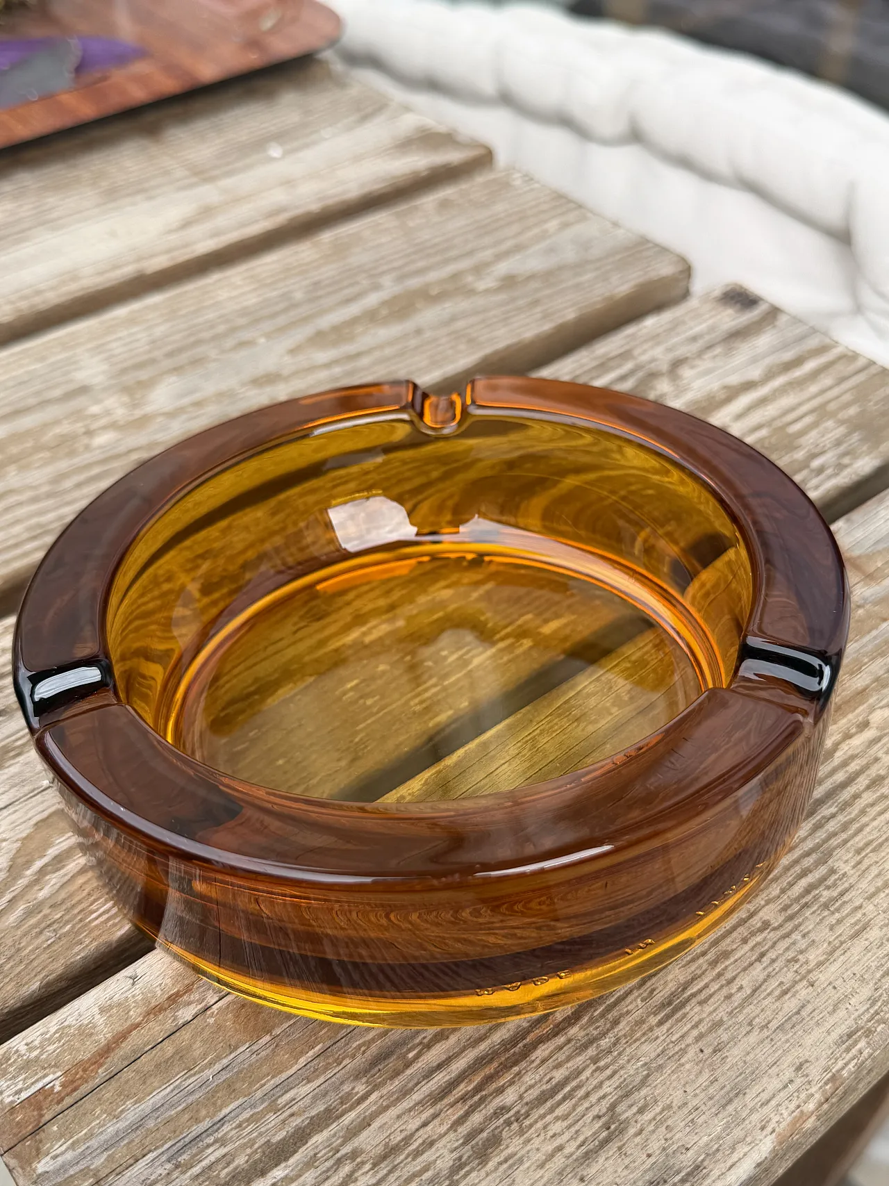 Ashtray amber glass, 50s 2