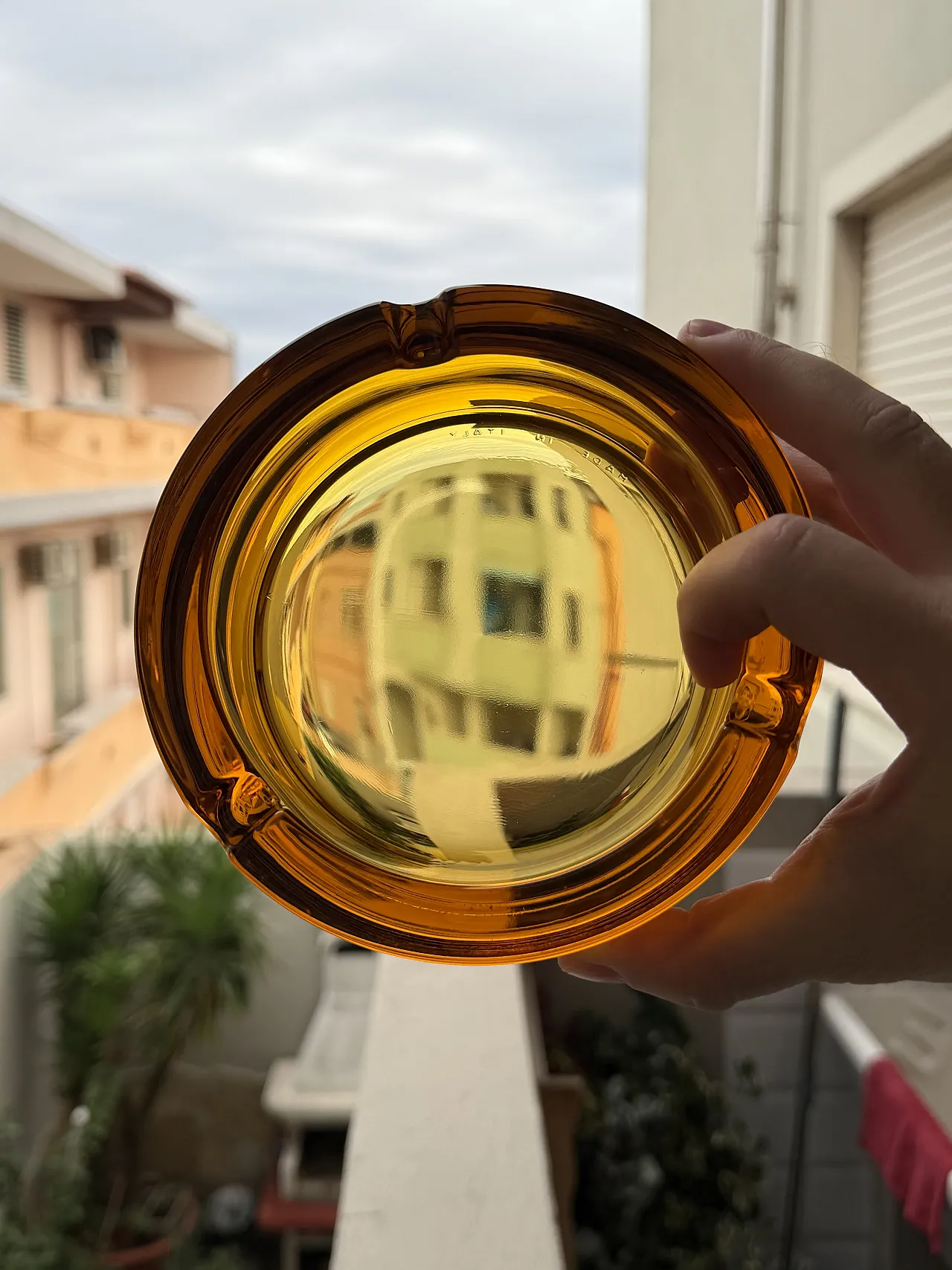 Ashtray amber glass, 50s 3