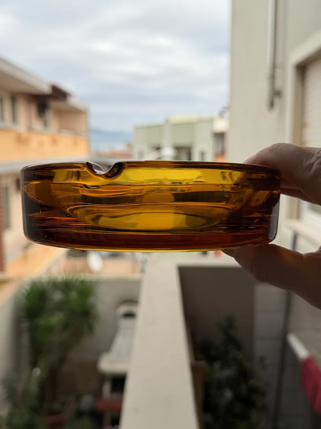 Ashtray amber glass, 50s 5