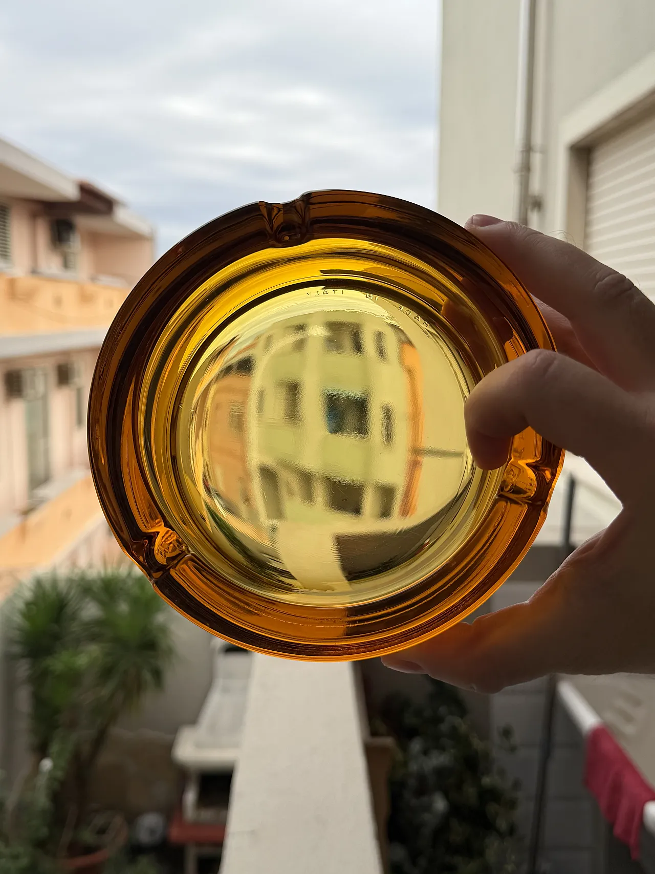 Ashtray amber glass, 50s 6