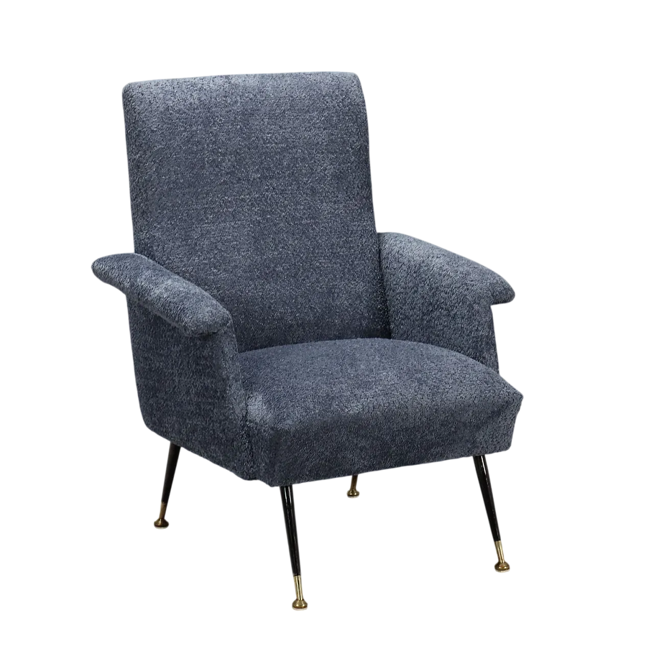 Poltrona in espanso, tessuto, metallo e ottone, '900 7