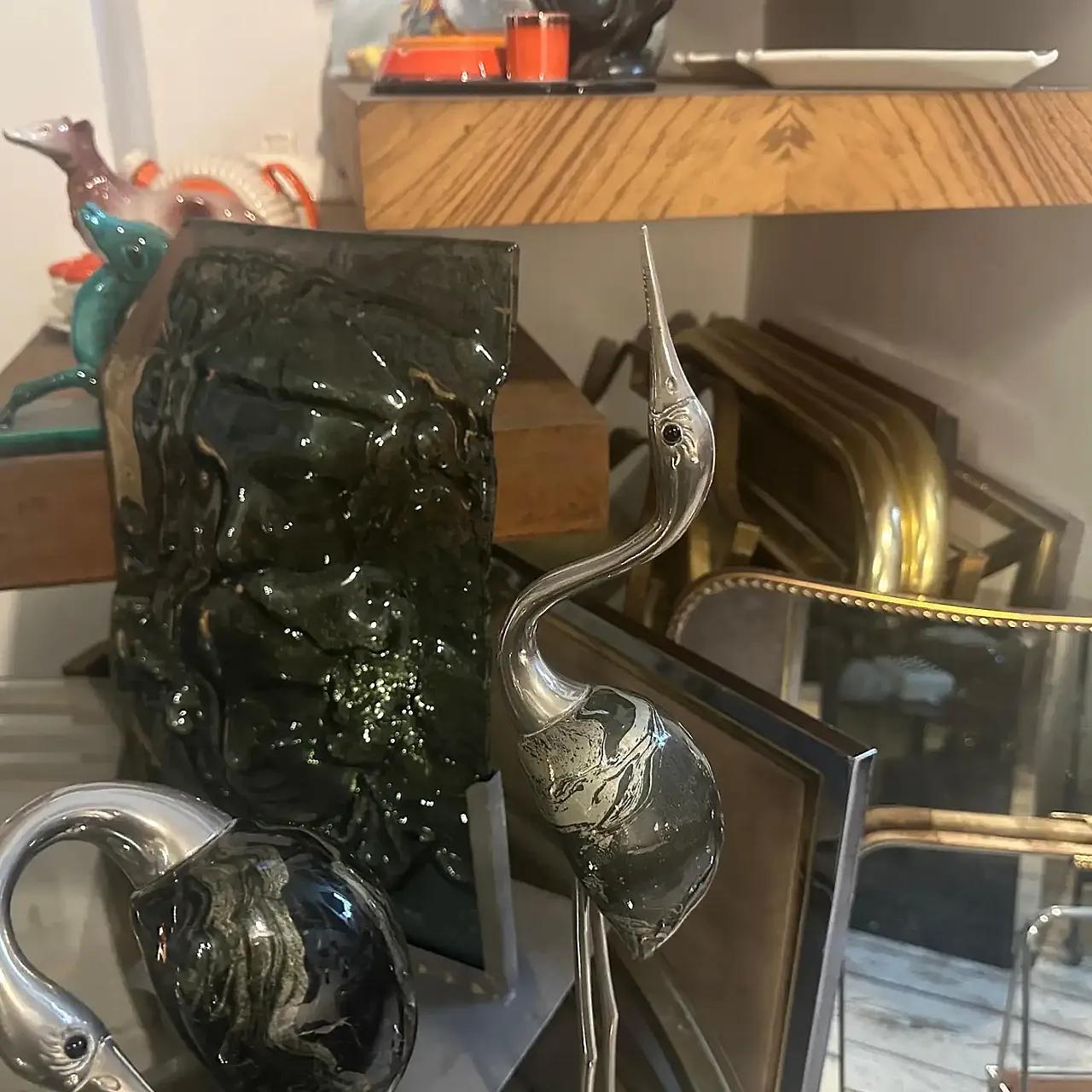 Coppia di sculture in argento di aironi di De Stijl Firenze, anni '60 2