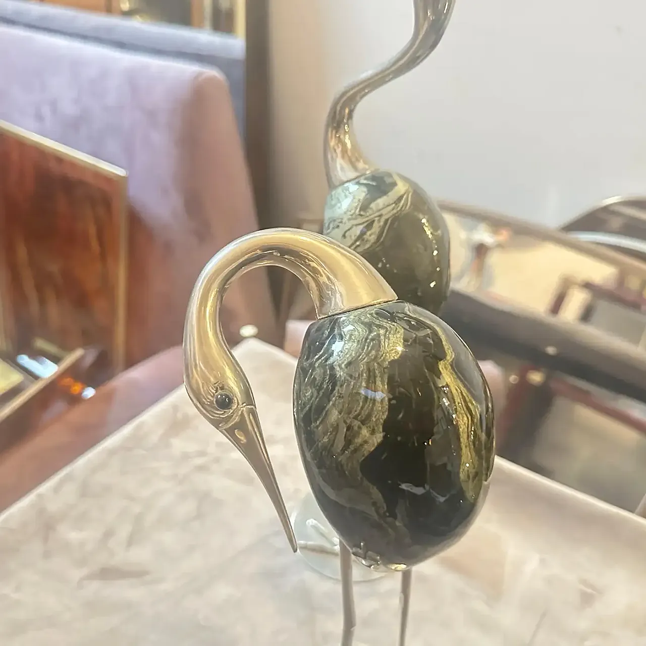 Coppia di sculture in argento di aironi di De Stijl Firenze, anni '60 3