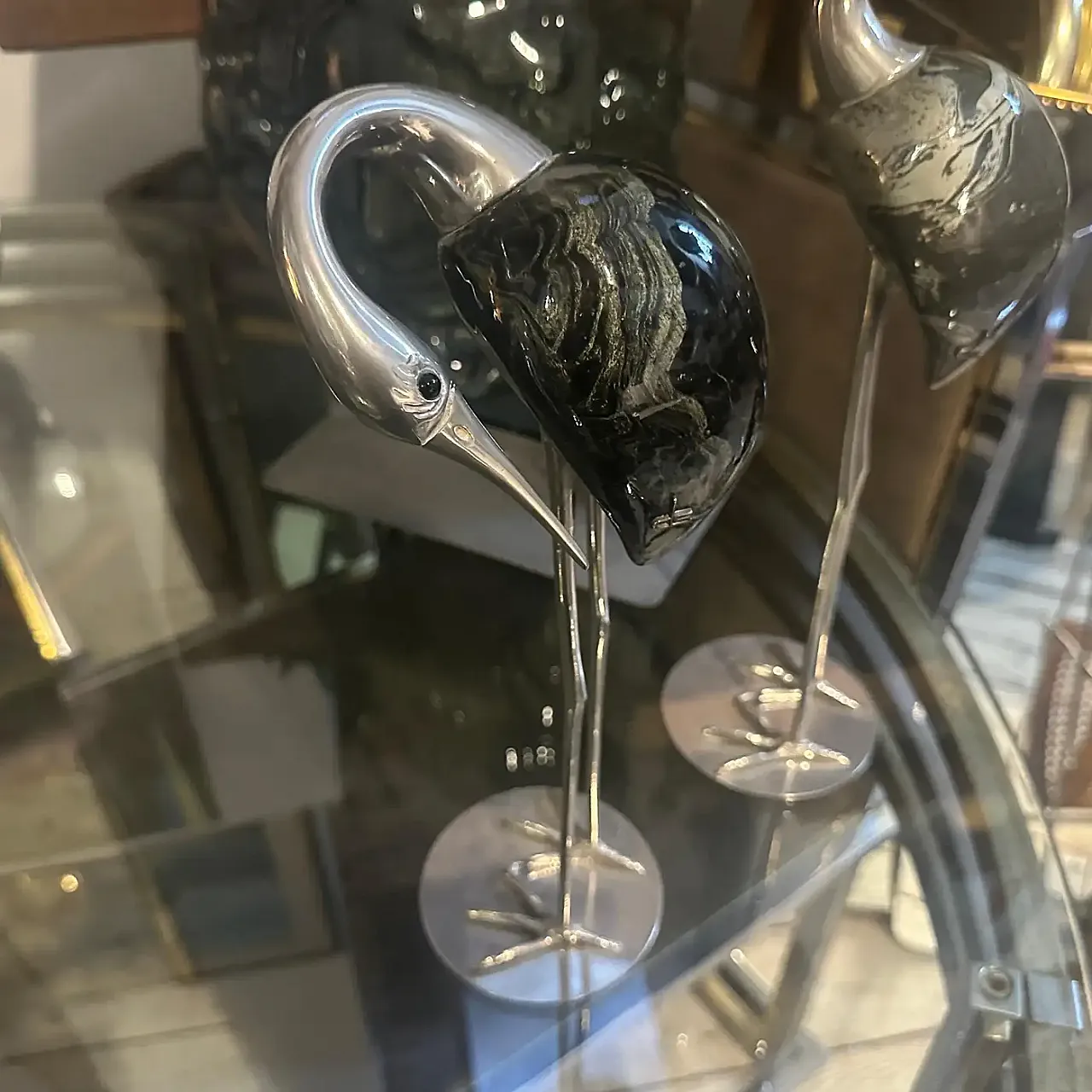 Coppia di sculture in argento di aironi di De Stijl Firenze, anni '60 6