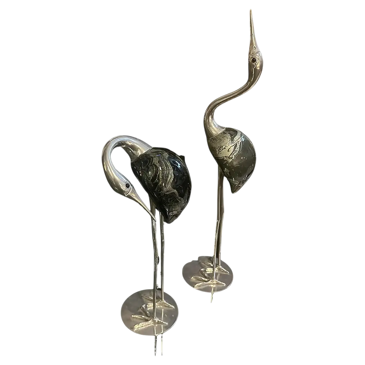 Coppia di sculture in argento di aironi di De Stijl Firenze, anni '60 16