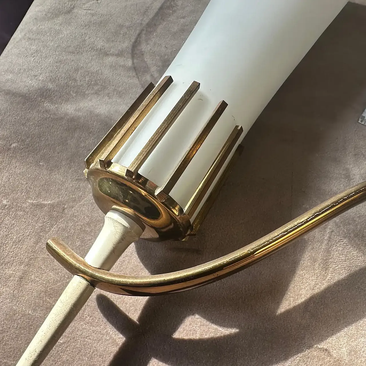 Pair of brass and glass wall lamps in Stilnovo style, 1950s 7