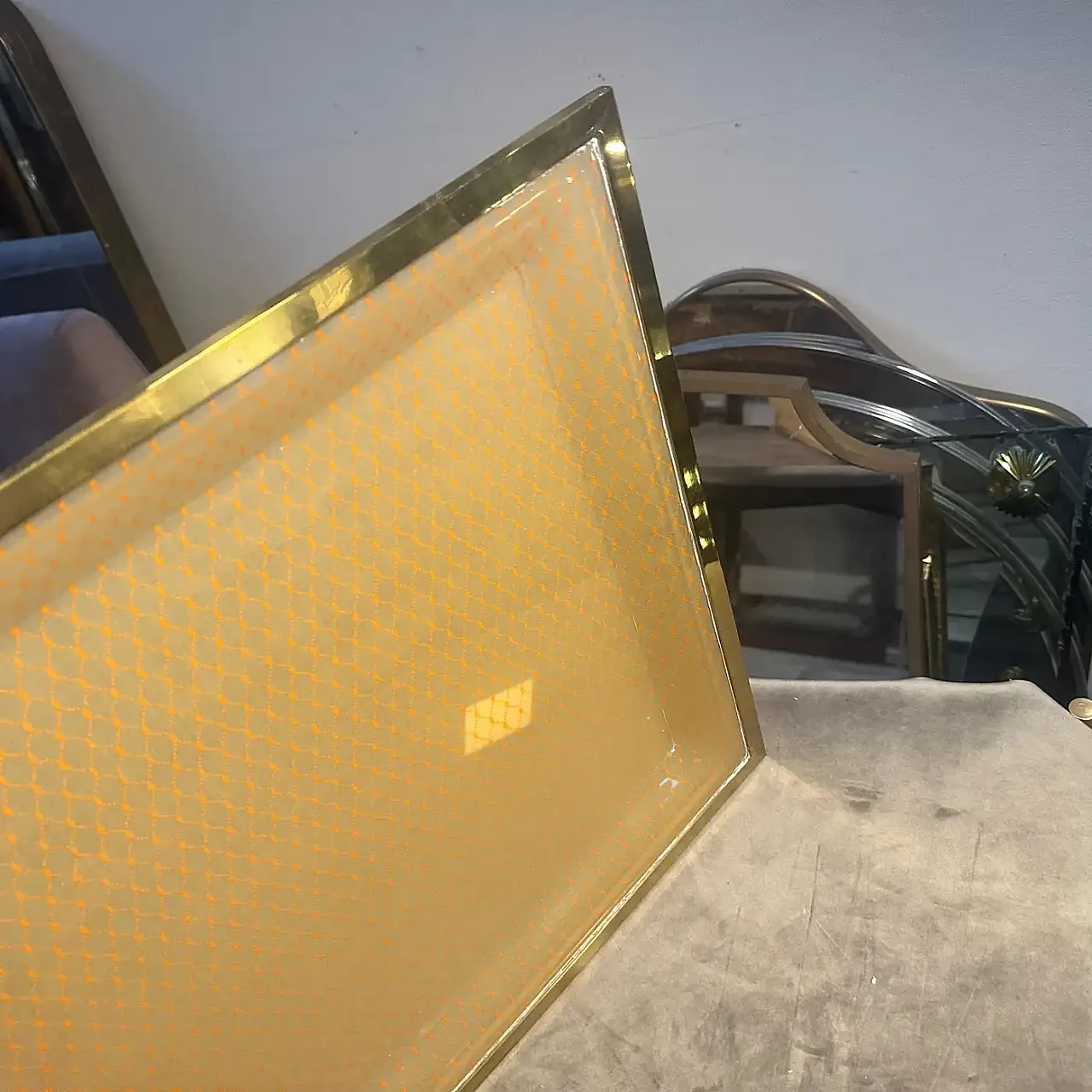 Vassoio in ottone e plexiglass di Liar of A. Cavalli, anni '70 4