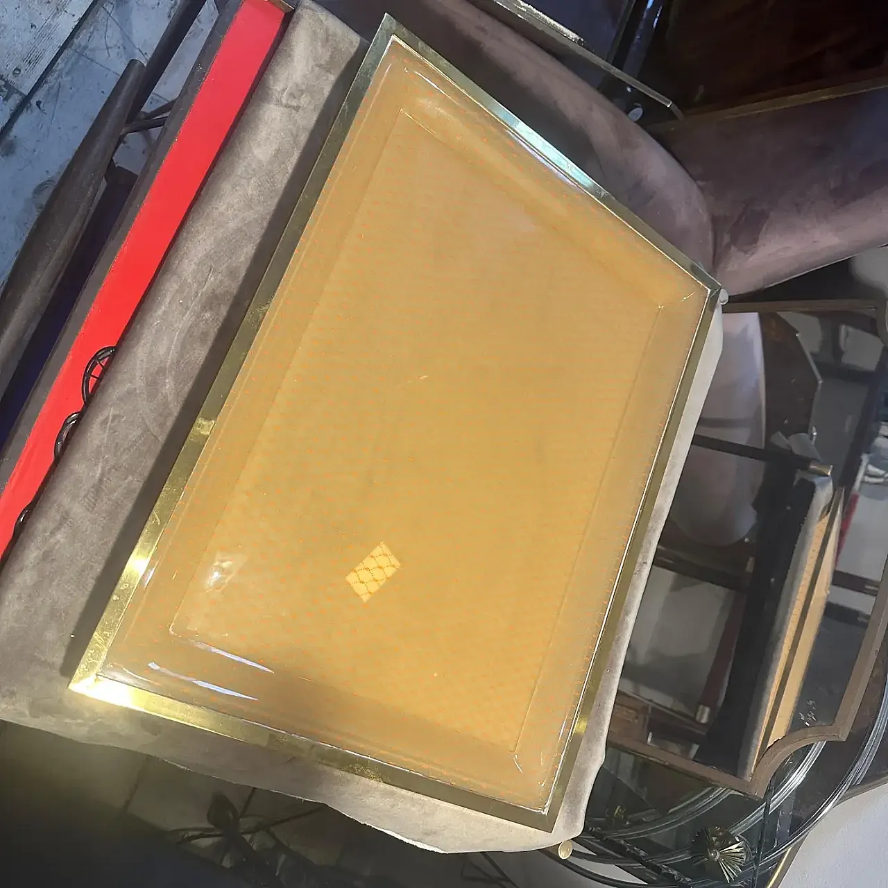 Vassoio in ottone e plexiglass di Liar of A. Cavalli, anni '70 6