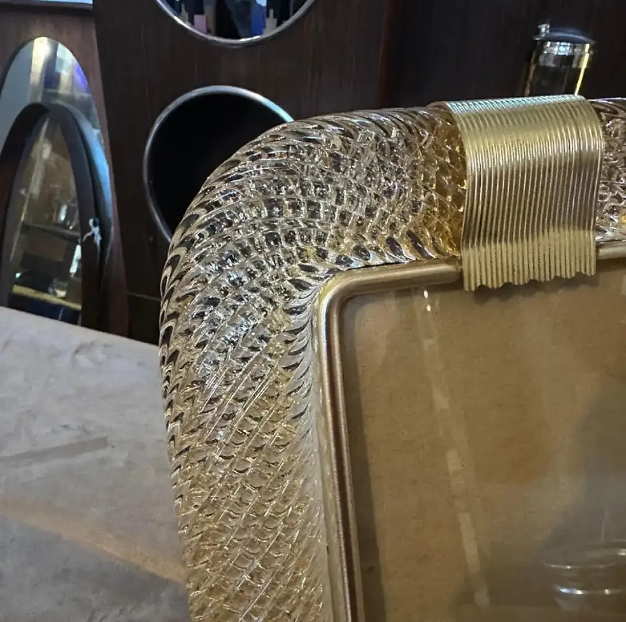 Barovier Art Deco style frame in Murano glass, 1980s 7