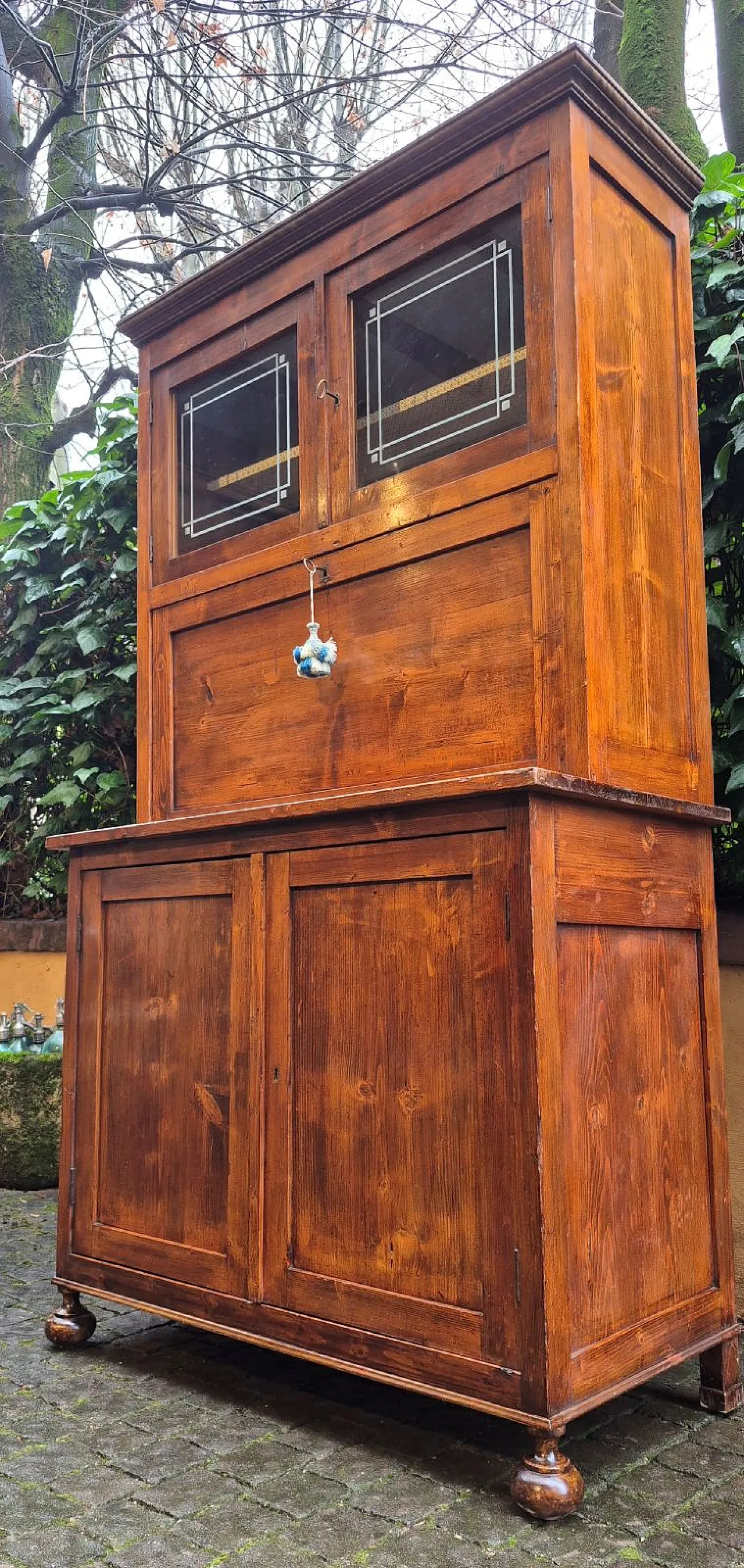 Pine wood pantry sideboard with flap door, 19th century 8