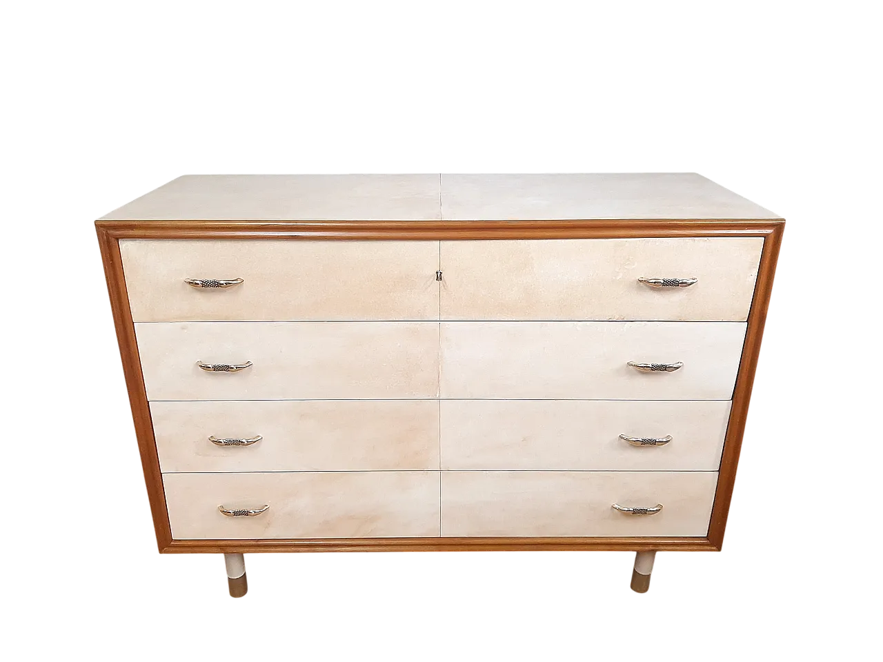 Comò cassettone art decò rivestito in pergamena, 1940 9