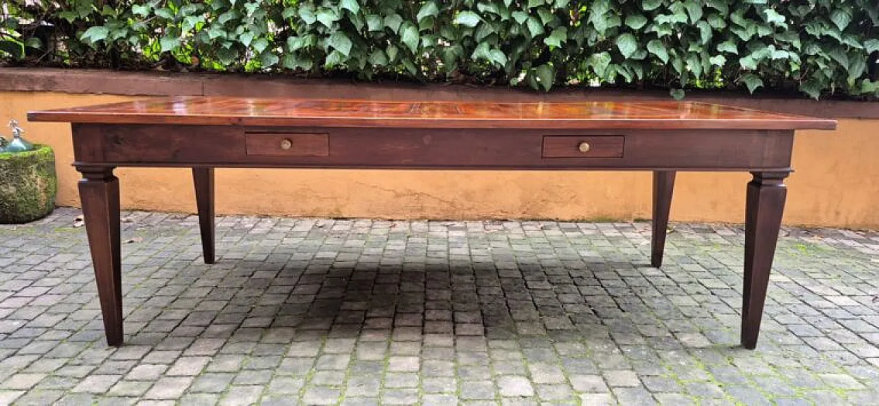 Louis XVI style walnut and cherry wood table, 19th century 1