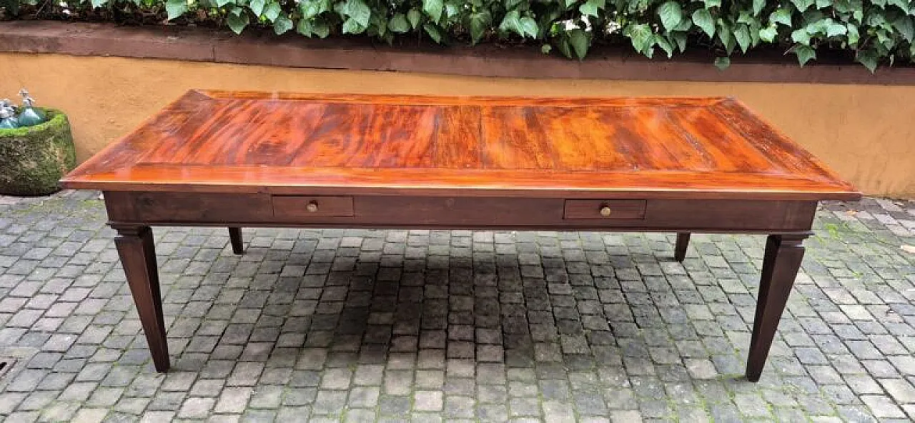 Louis XVI style walnut and cherry wood table, 19th century 2