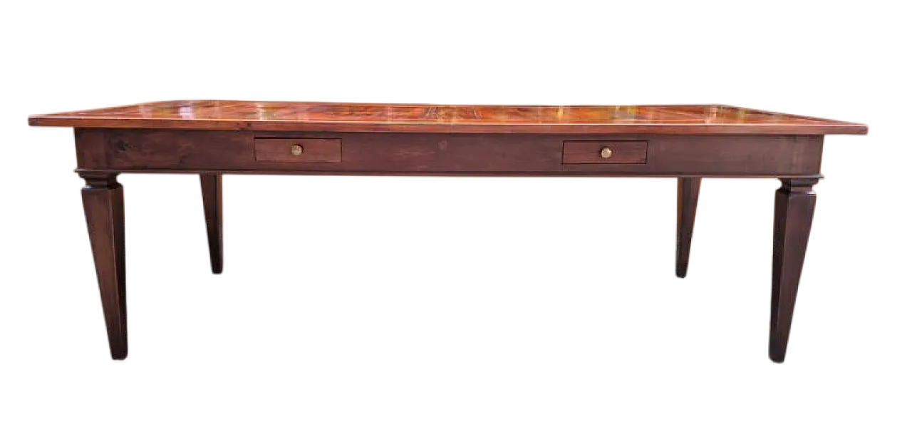 Louis XVI style walnut and cherry wood table, 19th century 10