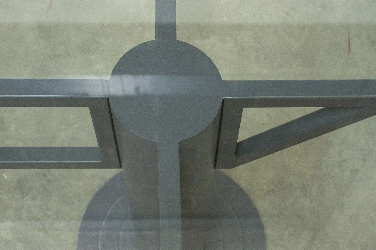 Tavolo da riunioni in ferro e vetro temprato, anni '90 2