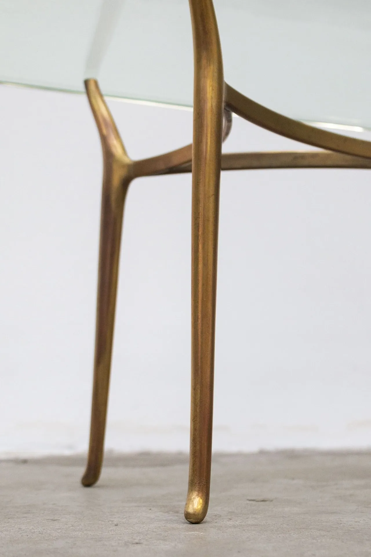 Tavolino in ottone e vetro temprato, '900 2