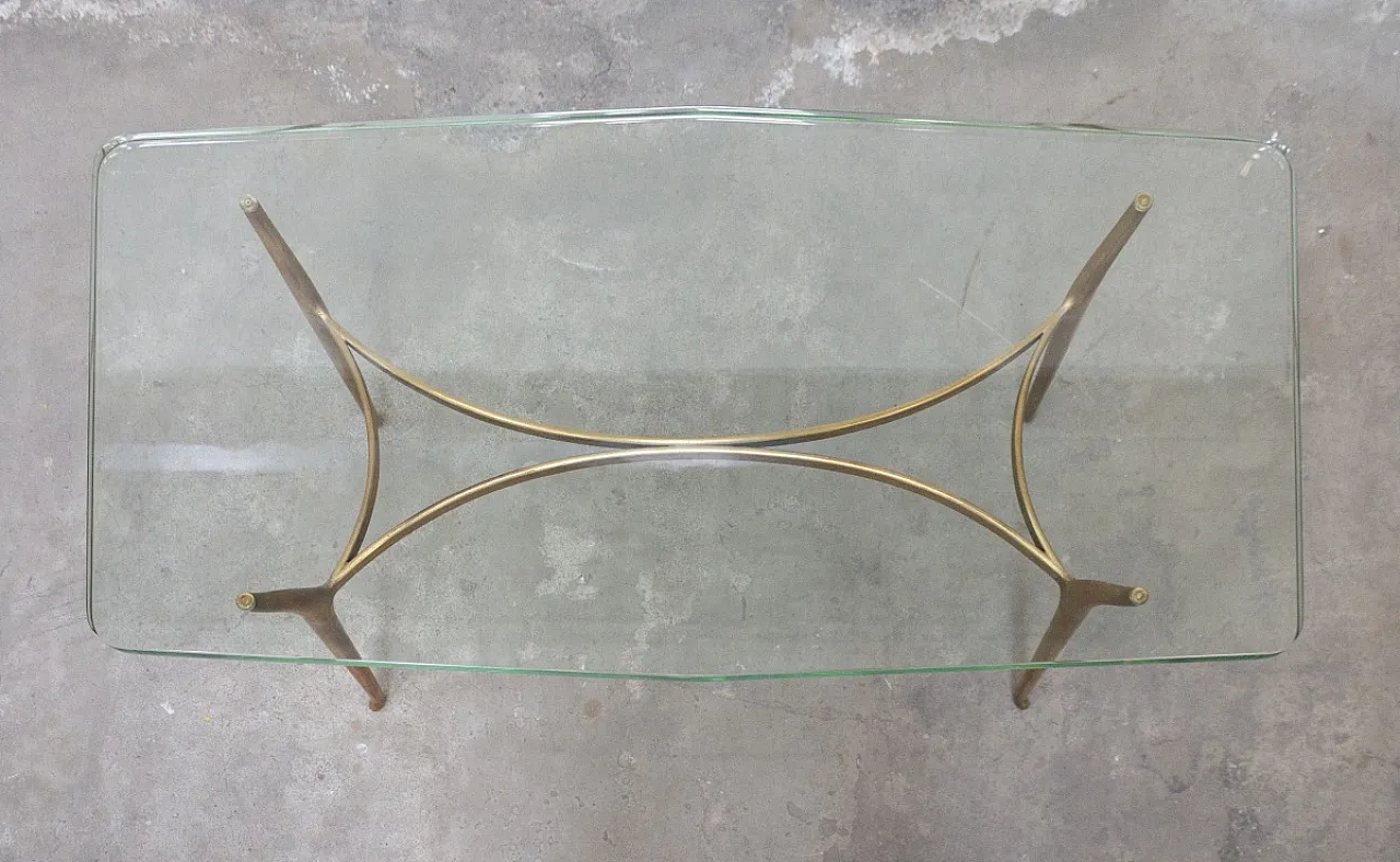 Tavolino in ottone e vetro temprato, '900 3