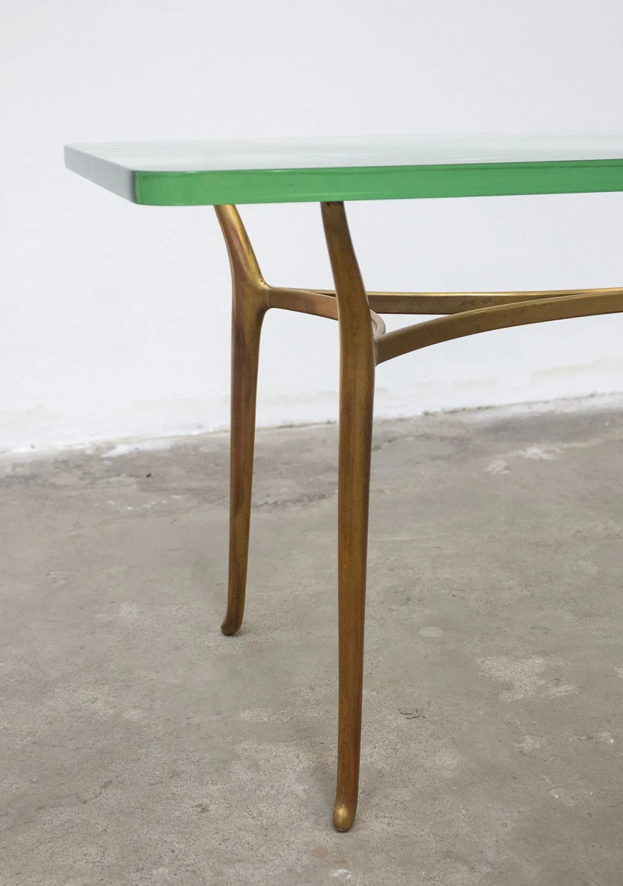 Tavolino in ottone e vetro temprato, '900 4