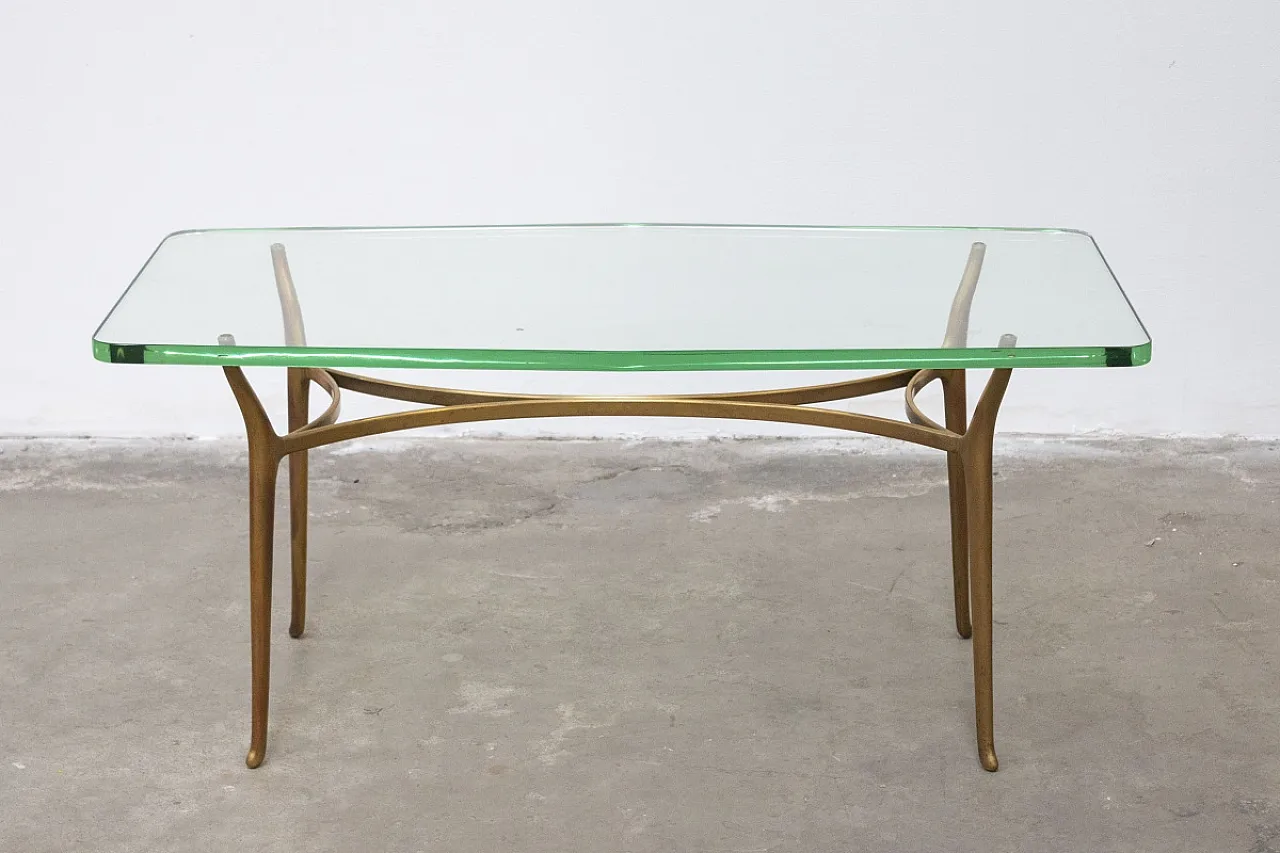 Tavolino in ottone e vetro temprato, '900 5