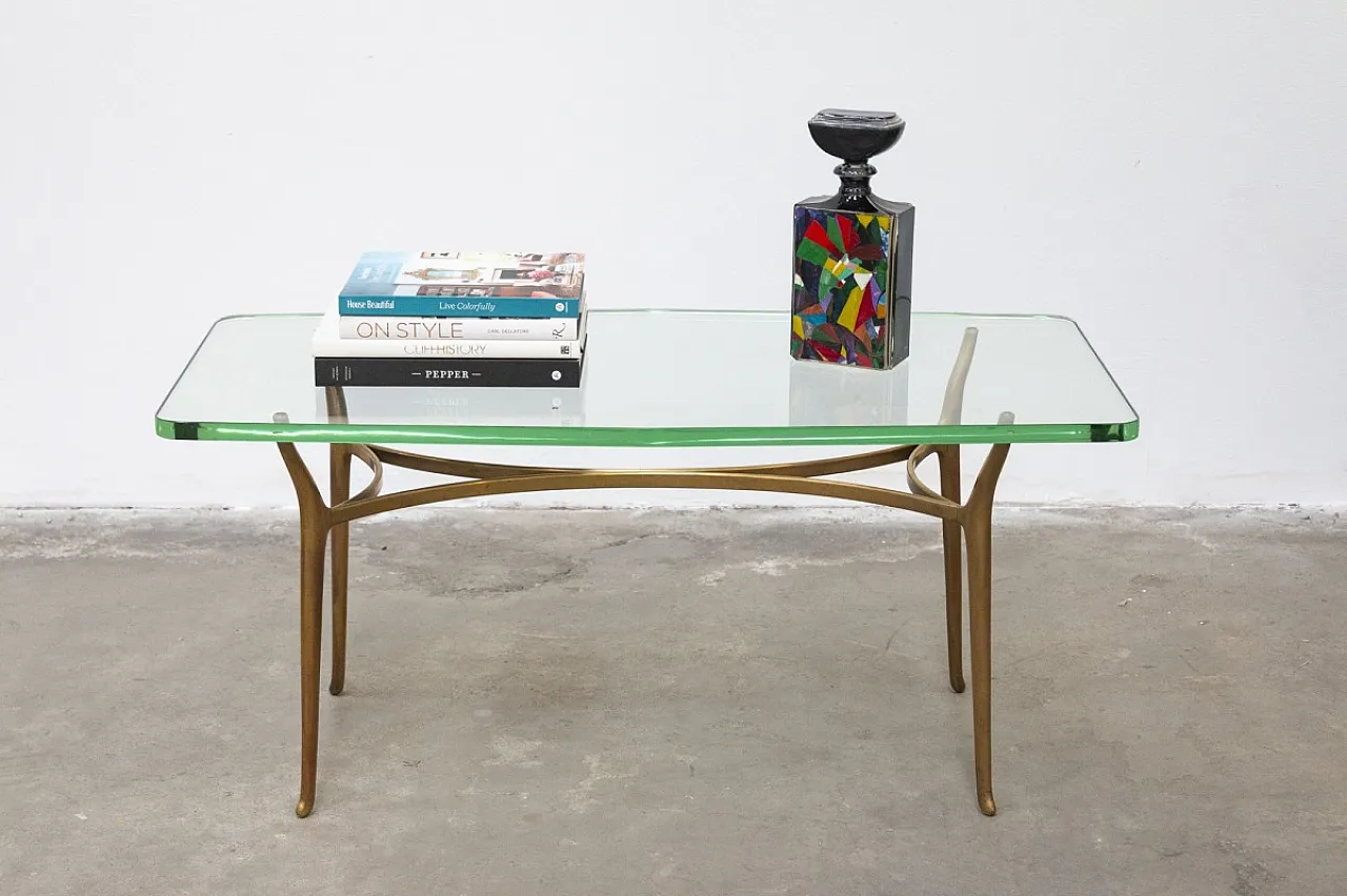 Tavolino in ottone e vetro temprato, '900 8