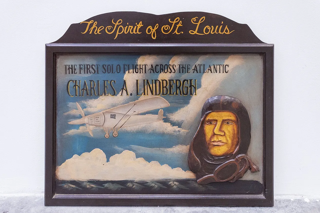 Relief painting Charles A. Lindbergh, Spirit of St.Louis, 20th century 1
