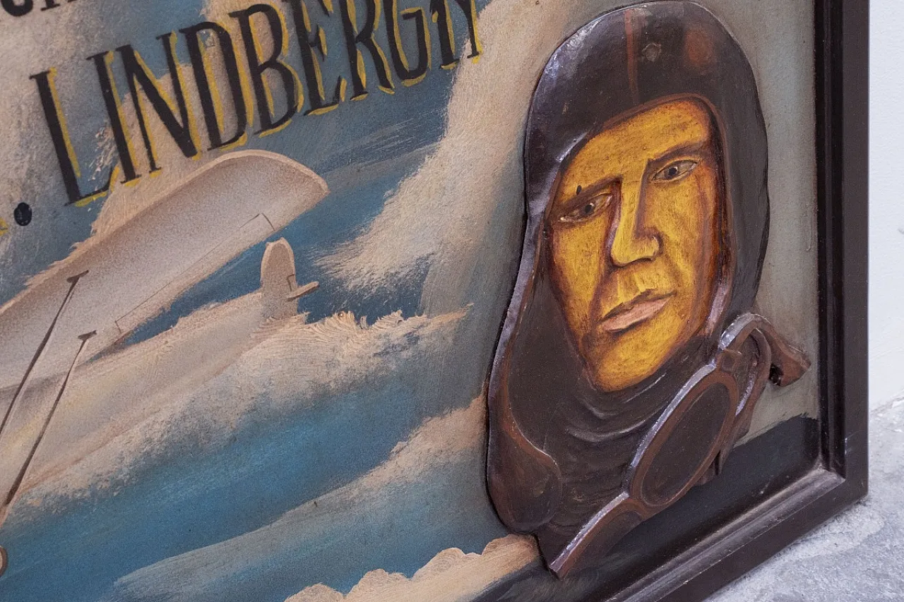 Relief painting Charles A. Lindbergh, Spirit of St.Louis, 20th century 2