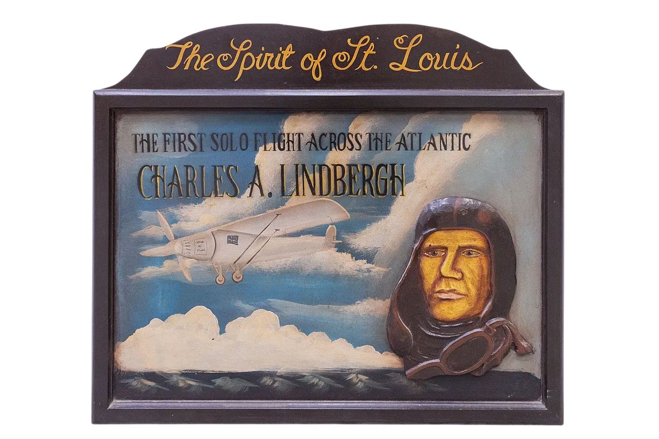 Relief painting Charles A. Lindbergh, Spirit of St.Louis, 20th century 5