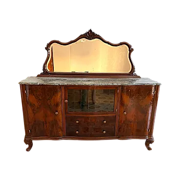 Chippendale sideboard in walnut and burl wood, 1930s