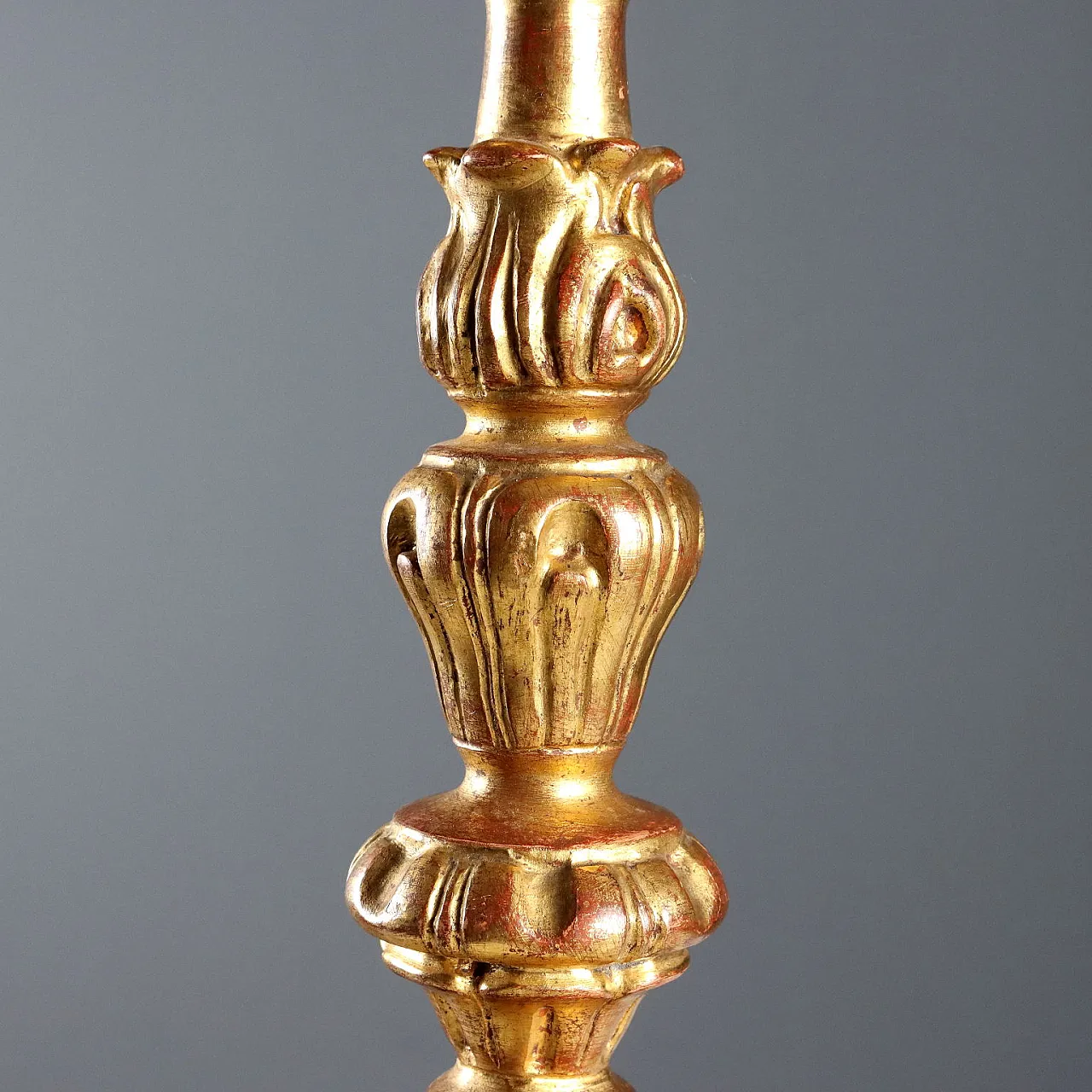 Pair of turned, carved, and gilded wooden torch holders, 20th century 4