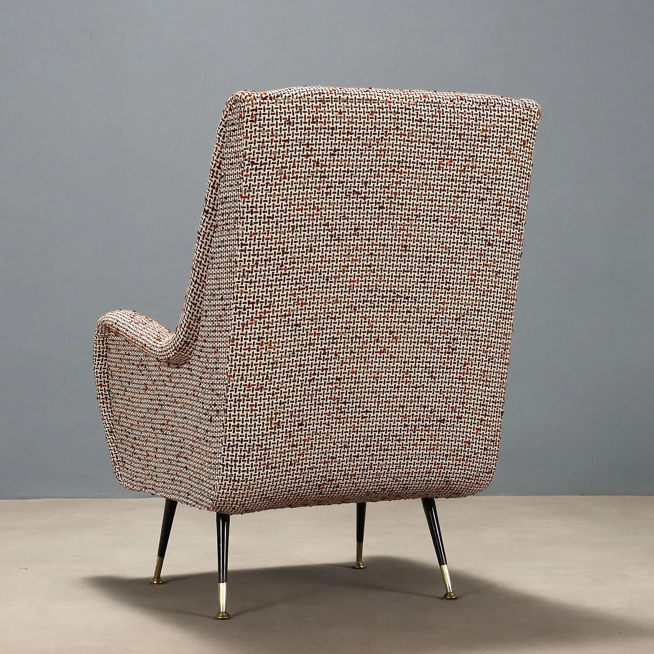 Poltrona in espanso, tessuto, metallo e ottone, '900 7