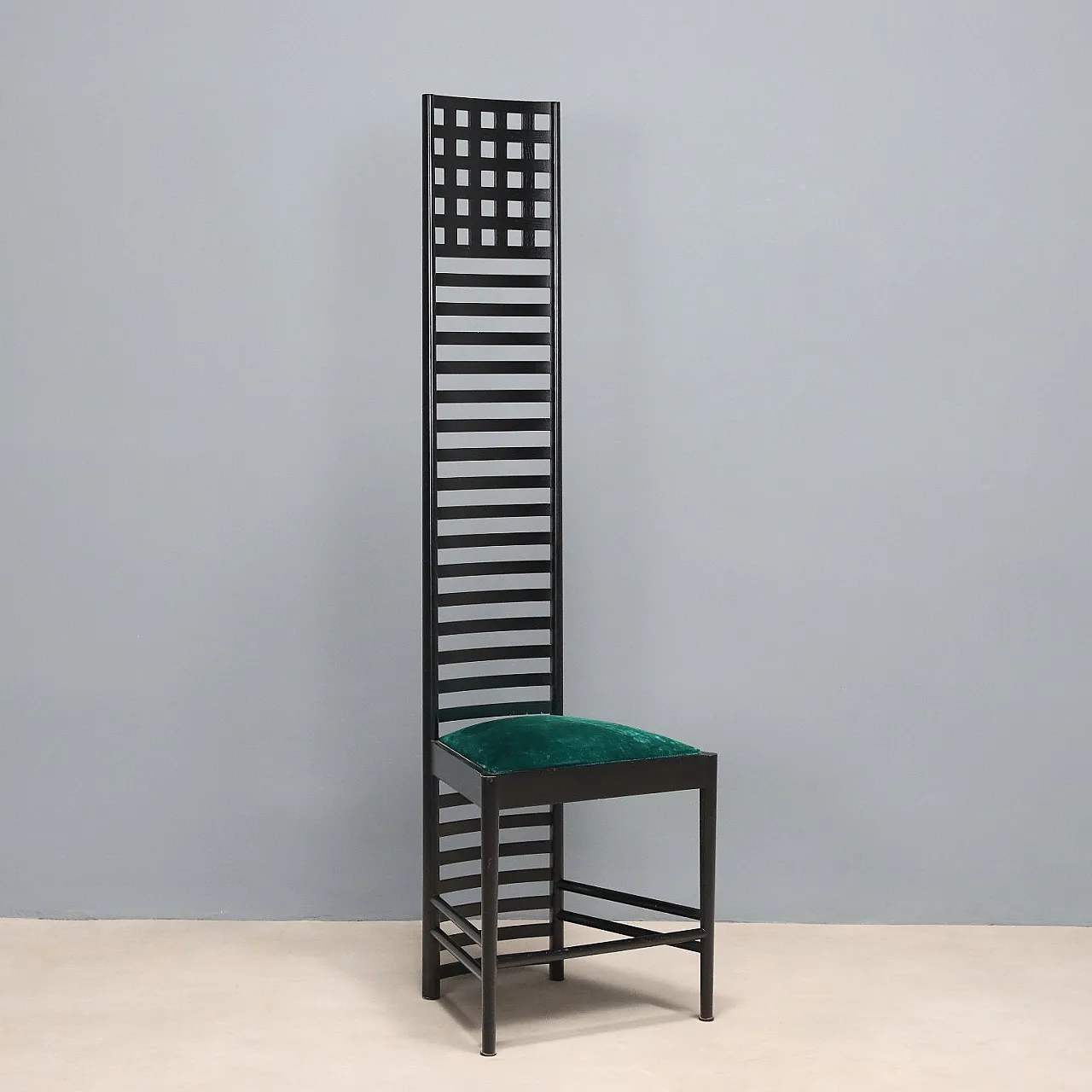 Sedia in legno di frassino e rivestimento in velluto, '900 1