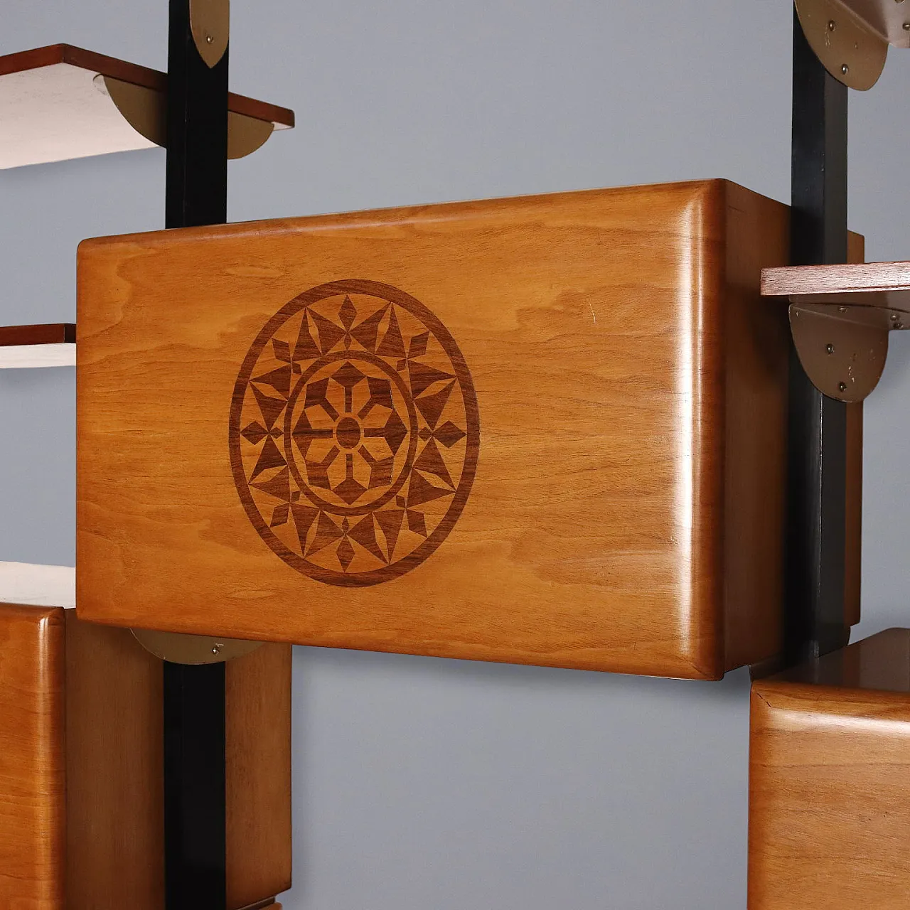 Stained wood and enameled metal bookcase, 20th century 3