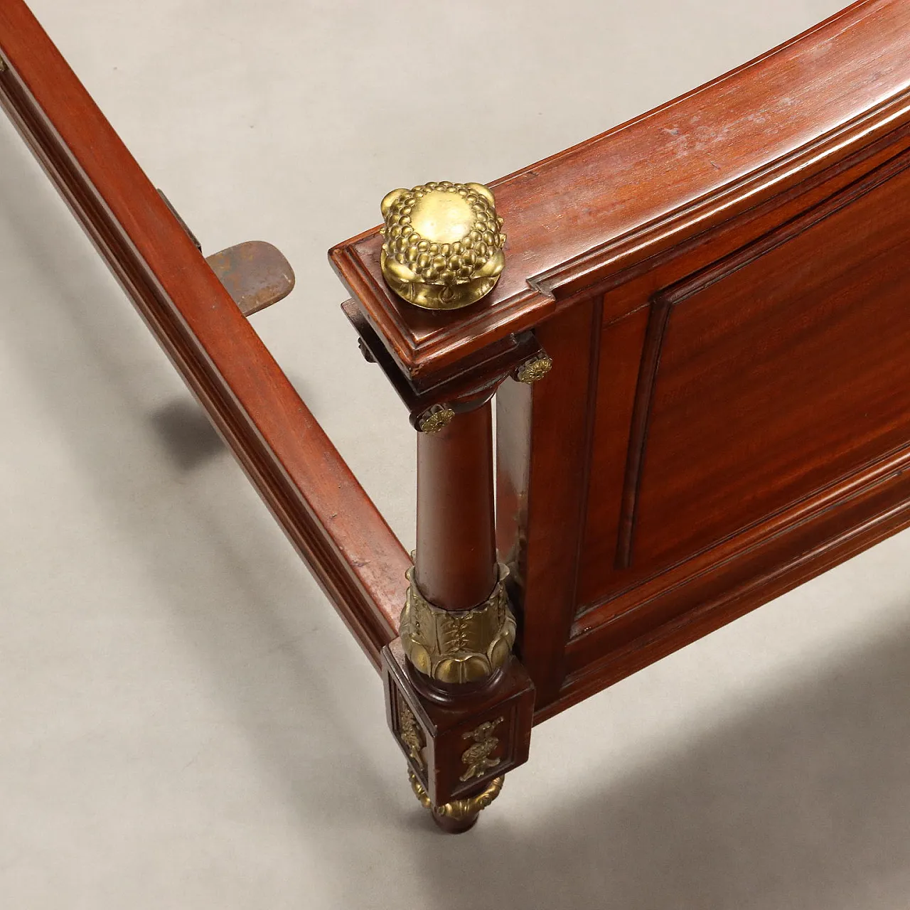 Double bed in mahogany and chiseled and gilded bronze, 20th century 9