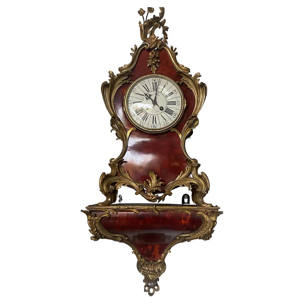 Louis XV Console Clock tortoiseshell and bronze effect, 18th century 1