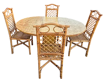 Set da pranzo in bambù intrecciato,  anni ’70