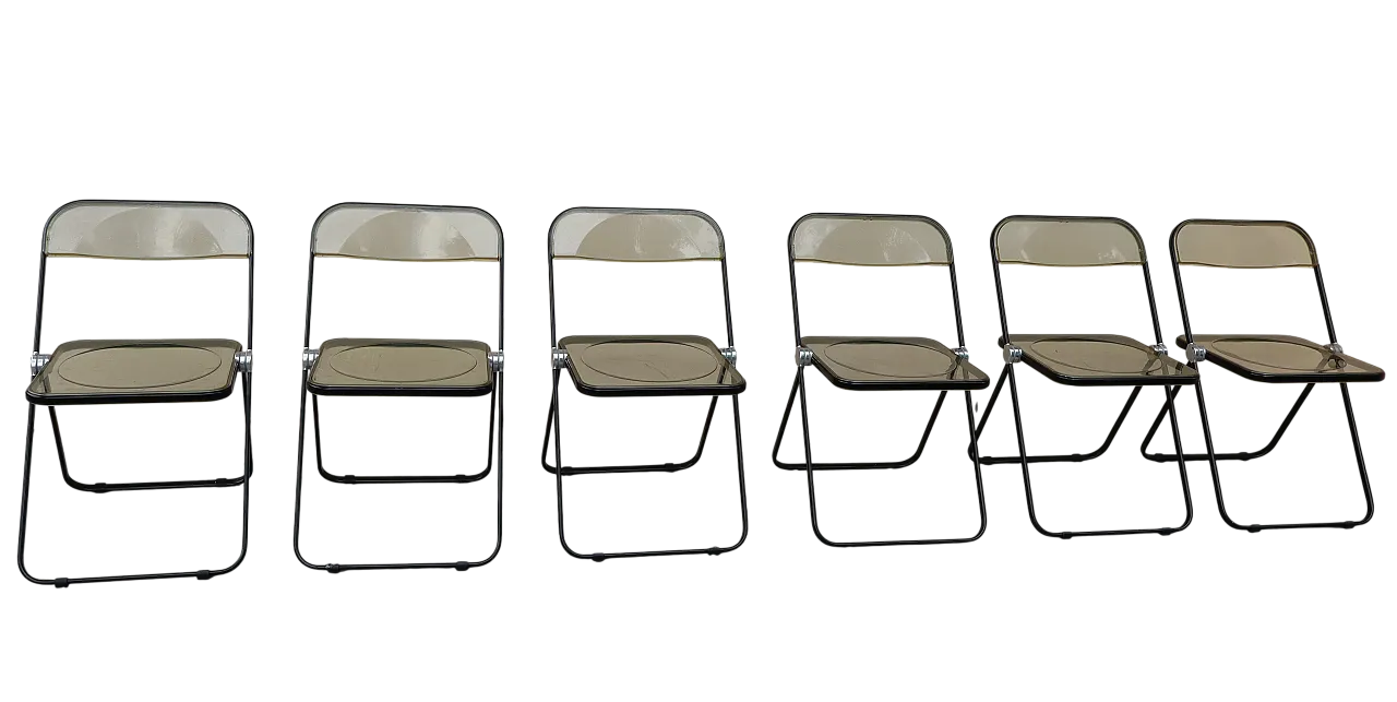 6 Plia chairs in steel and polypropylene by Giancarlo Piretti, 70s 13