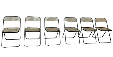 6 Plia chairs in steel and polypropylene by Giancarlo Piretti, 70s