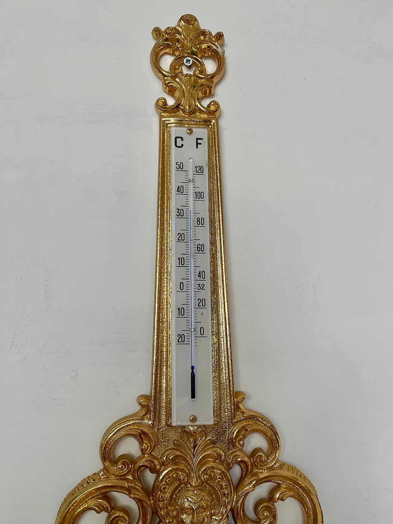 Golden brass barometer clock, 20th century 4