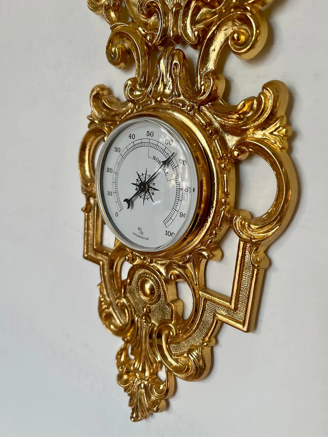 Golden brass barometer clock, 20th century 5