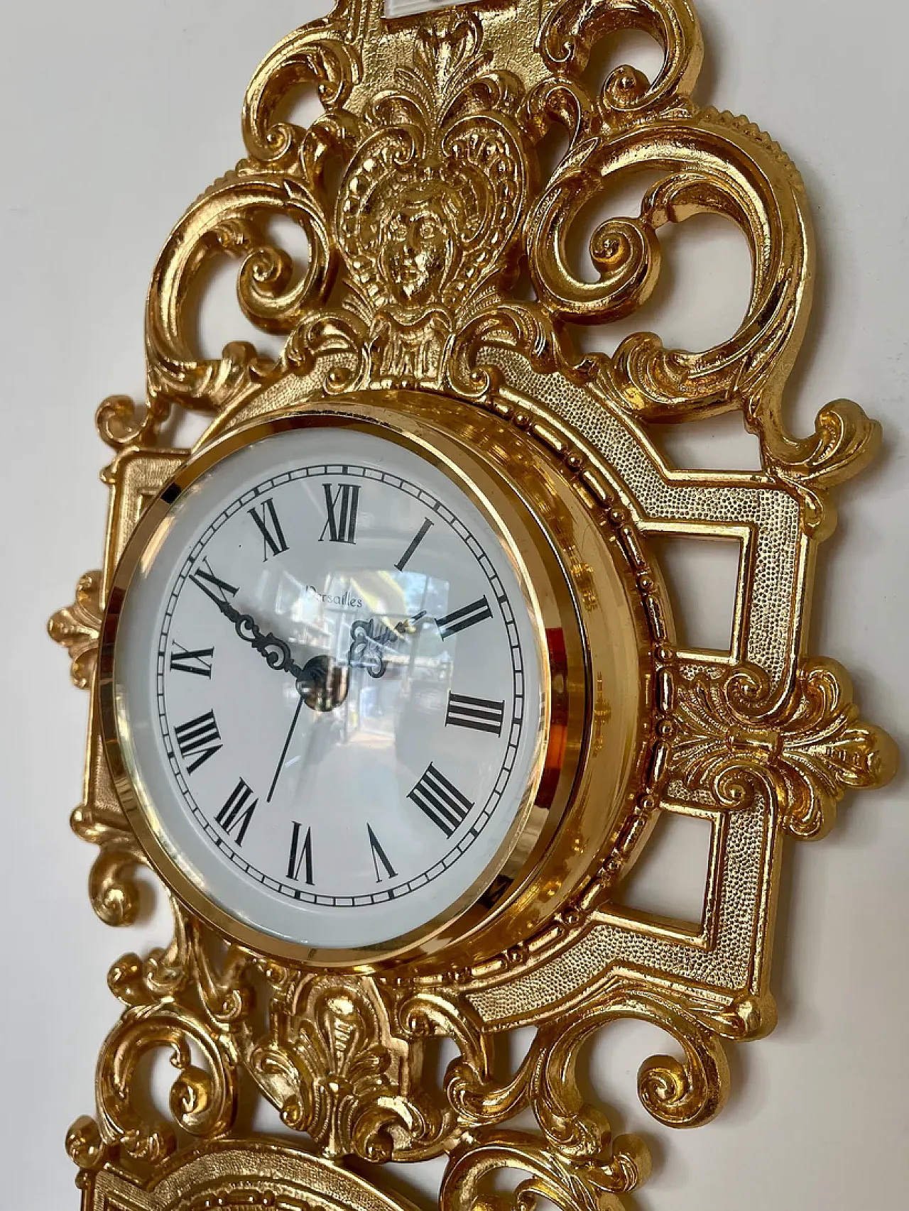Golden brass barometer clock, 20th century 6