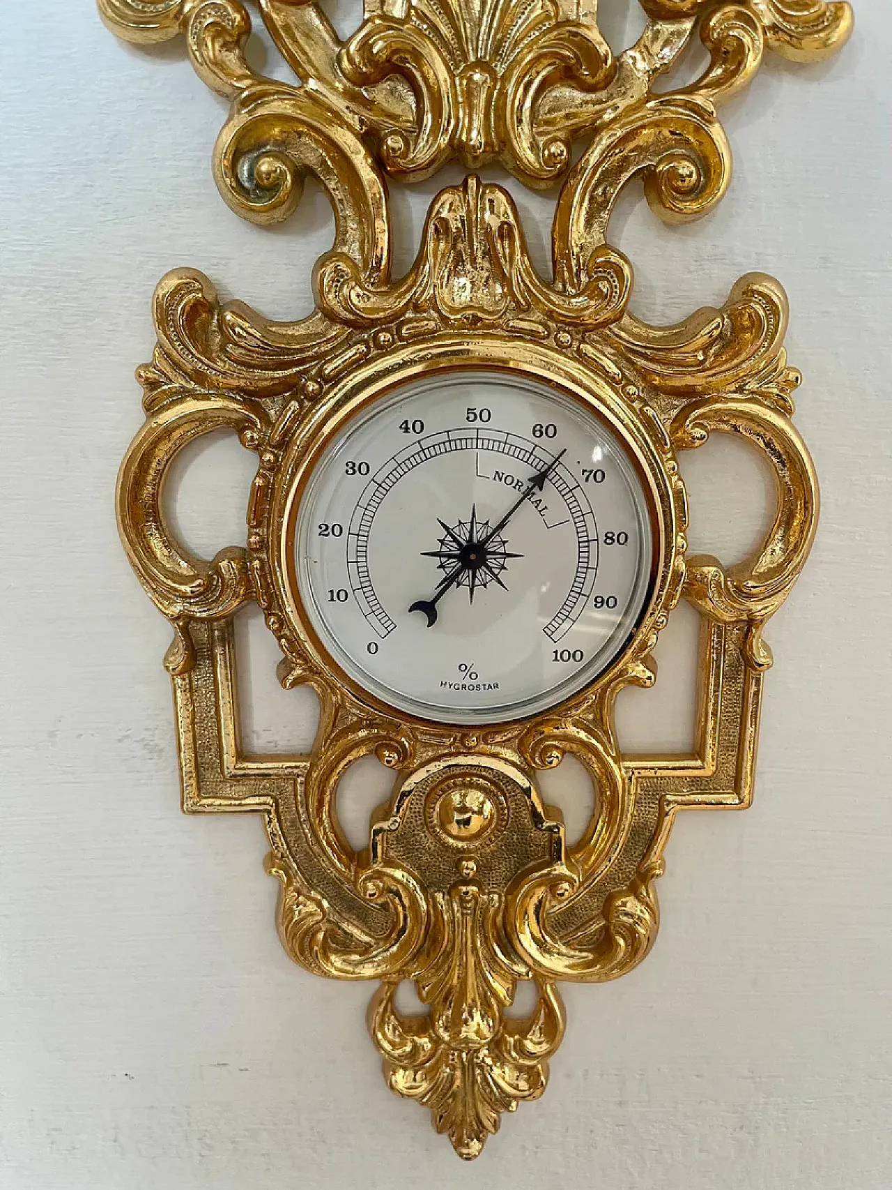 Golden brass barometer clock, 20th century 7
