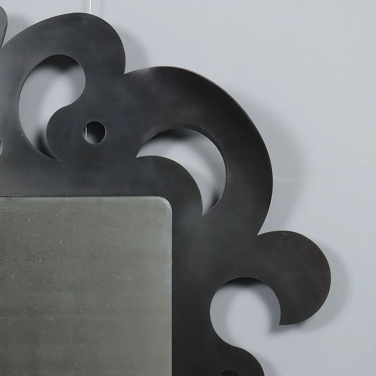 Specchio in ferro traforato con volute e smalti, '900 4