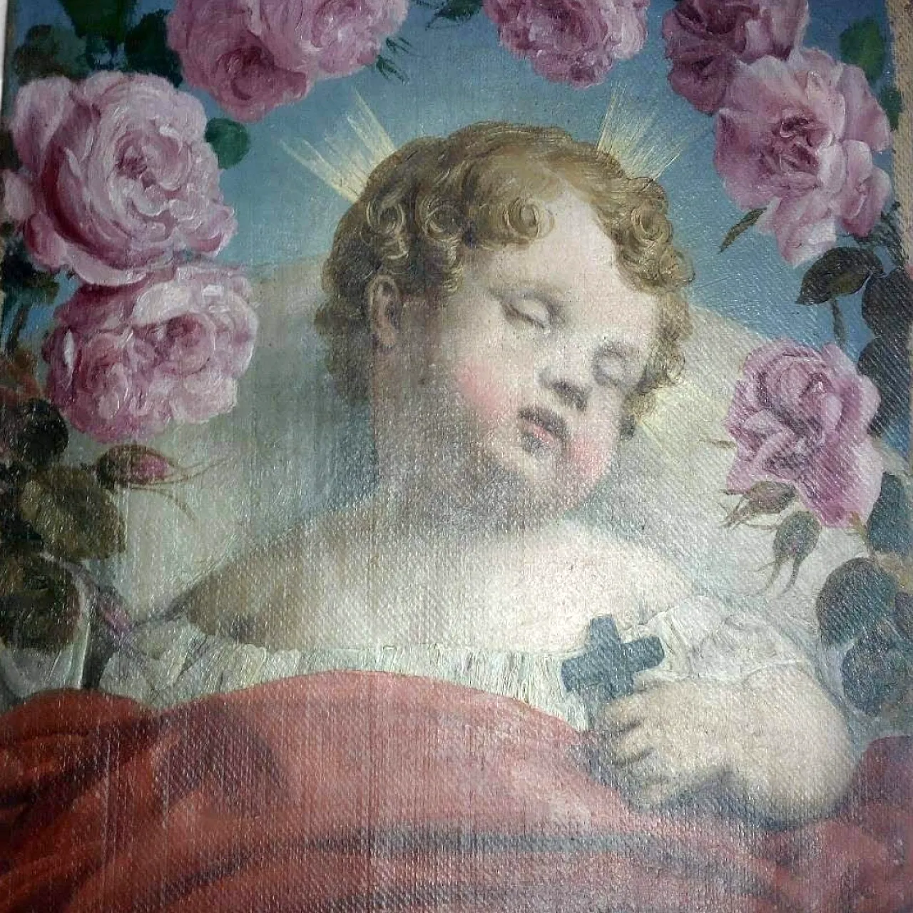 Italian school Signed A. Inganni Sleeping Baby Jesus, 19th century 8