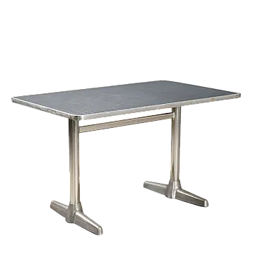 Tavolo in alluminio e piano in legno rivestito in alluminio, '900