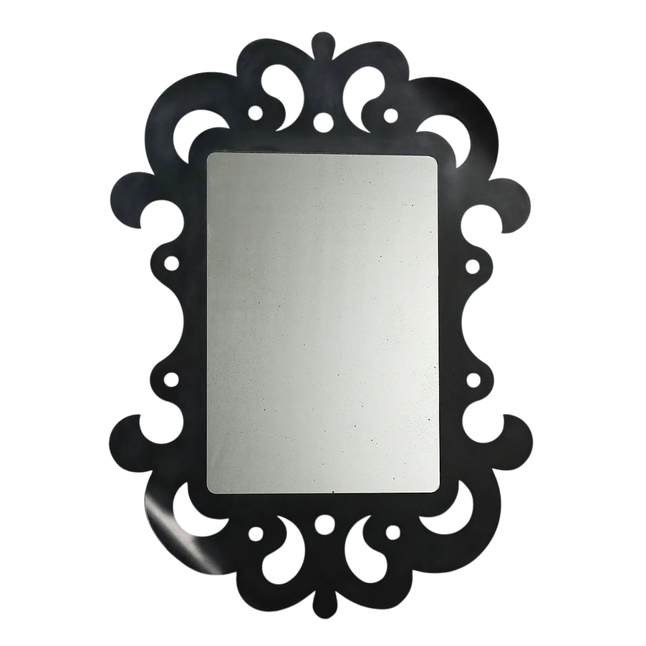 Specchio in ferro traforato con volute e smalti, '900 10