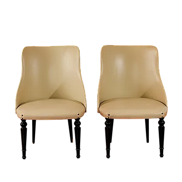 Coppia di poltroncine in similpelle stile Amedeo Cassina, '900