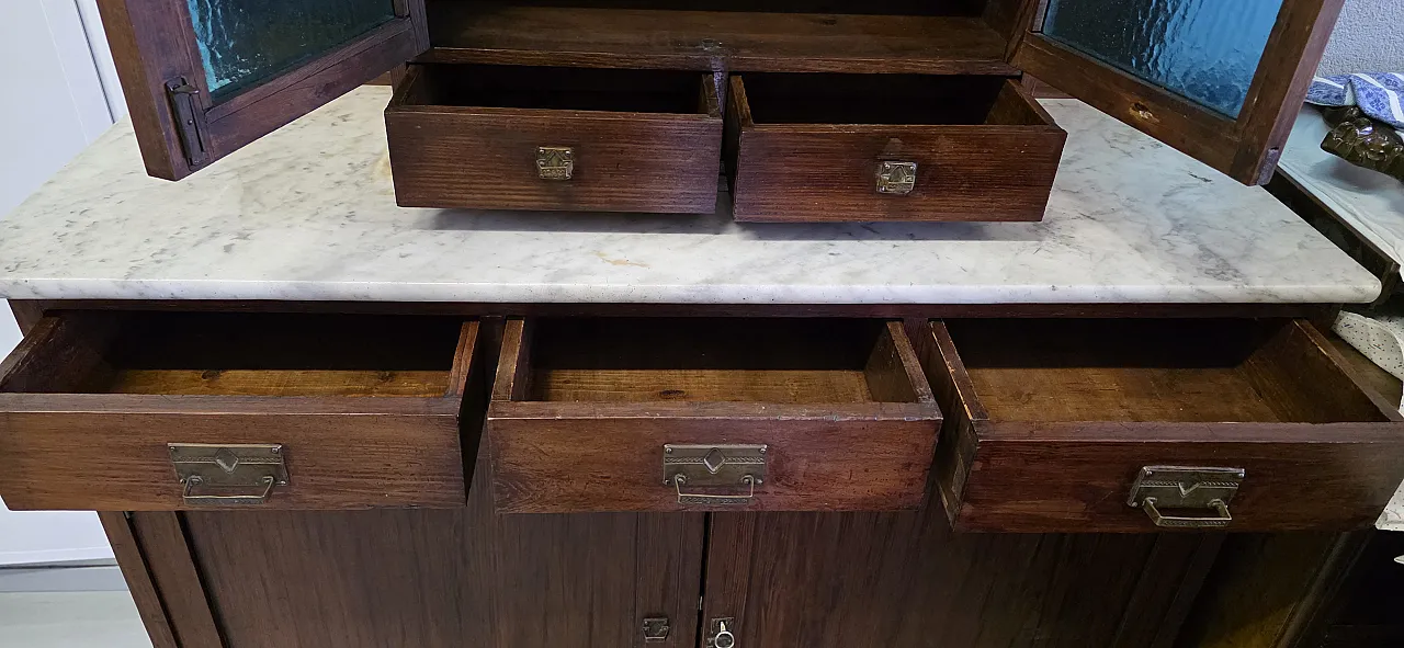 Liberty sideboard with white marble and cathedral glass, 20s 3